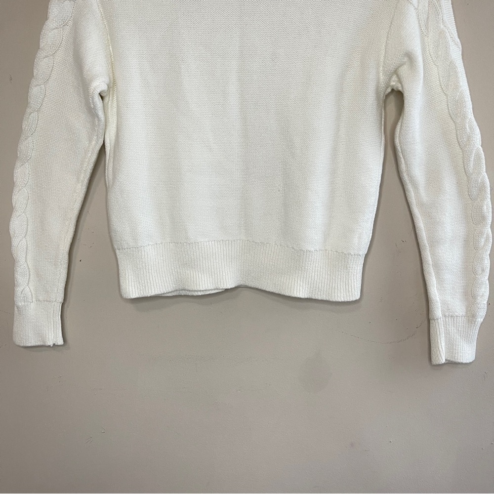 NWT CREWCUTS Girls White Mockneck Cable Knit Sweater in White (Flawed) - Picture 10 of 11